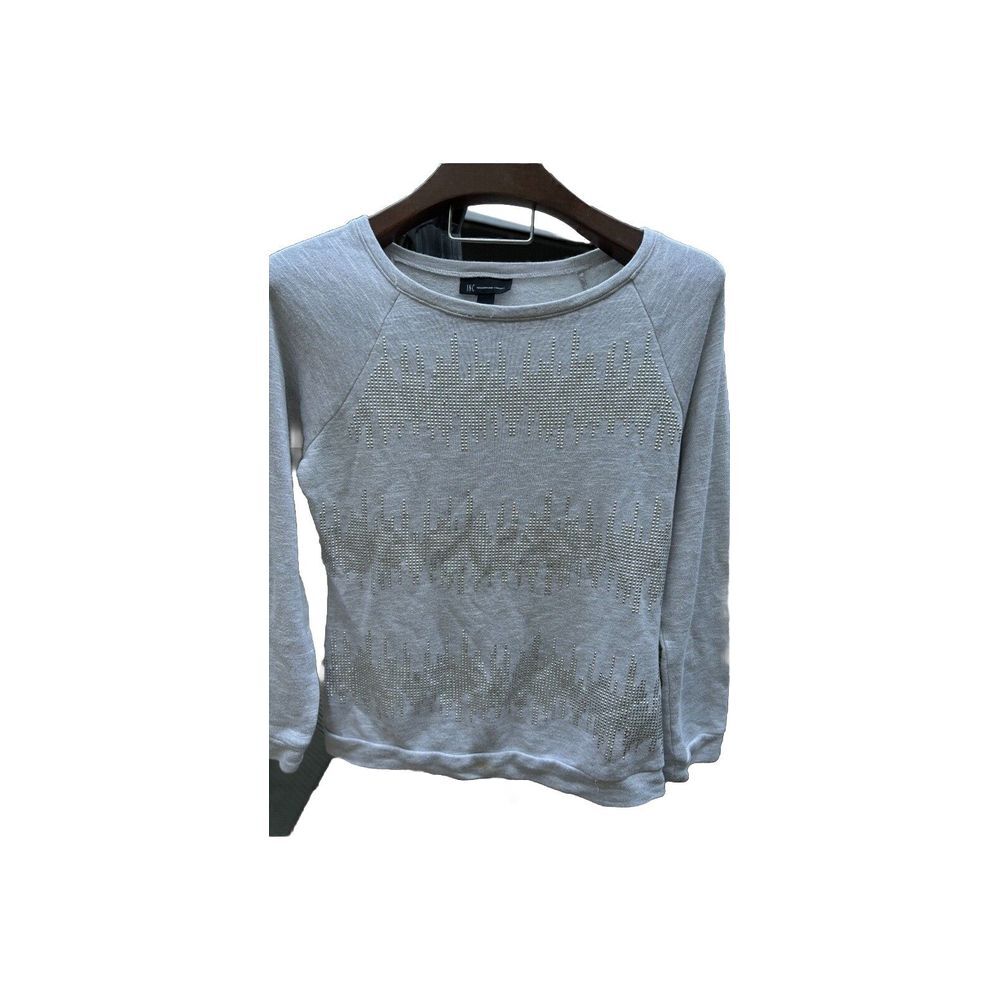 Women's INC International Concepts Gray/Silver Sweater large Bling‎ Ice Sickles